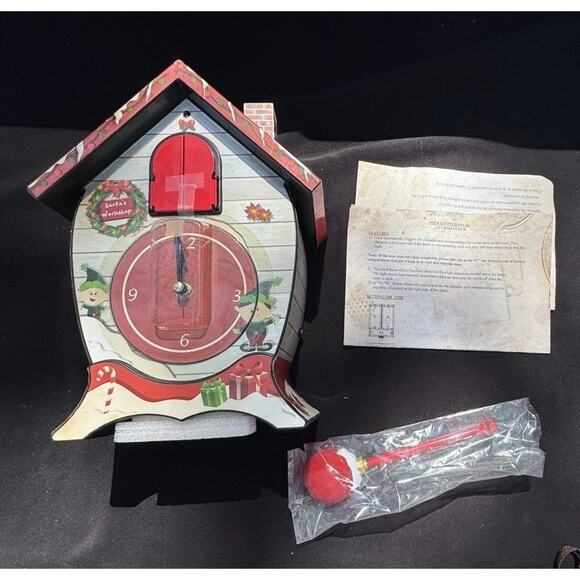 Mark Feldstein Santa Workshop Cuckoo Clock Christmas Music Elf Pops Out Nice! - Picture 1 of 12